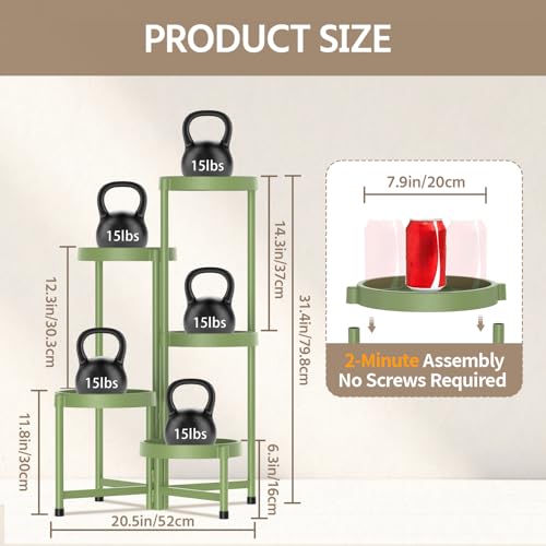 LASZOLA Plant Stand Indoor Outdoor Tall with Plastic Tray, 5 Tiers Green - color: Green, size: 5 Tier