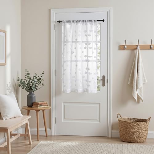 MYSKY HOME White Sheer Curtains 30 inch Length for Small Window,2 Panels - color: 1-white, size: 26"W x 30"L (Pack of 2)