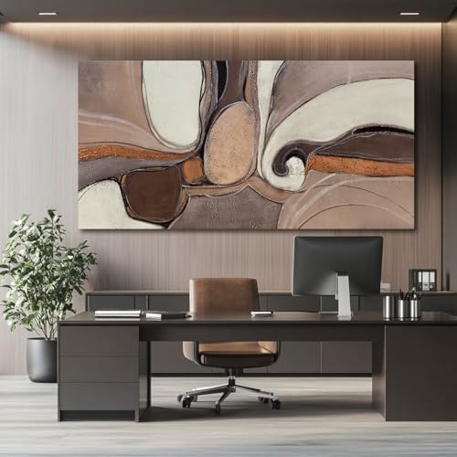 YETHEN WAL Earth Tone Abstract Wall Art Textured Canvas Prints Minimalist Wall Decor for Living Room Bedroom Office 24x48 Inch - color: Brown, size: 48"L x 24"W