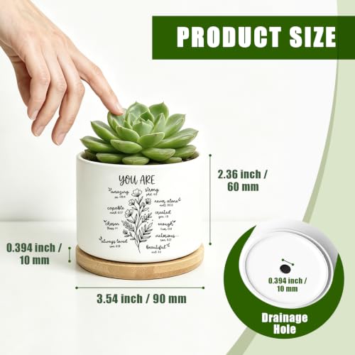 YROVWENQ 3.15 inch Small Ceramic Cactus Planter Pot, No Plants - color: You Are Beautiful