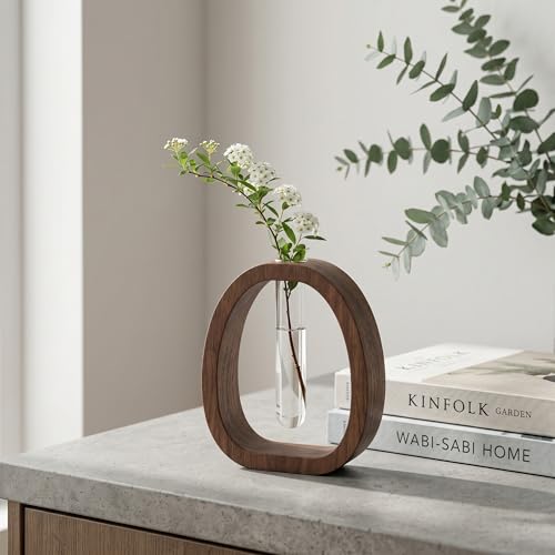 Wooden Frame Glass Test Tube Vase,Hydroponic Propagation Station