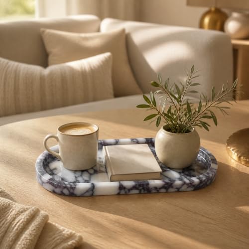 Natural Marble Decorative Tray-Bathroom Counter Decor Vanity Perfume Tray