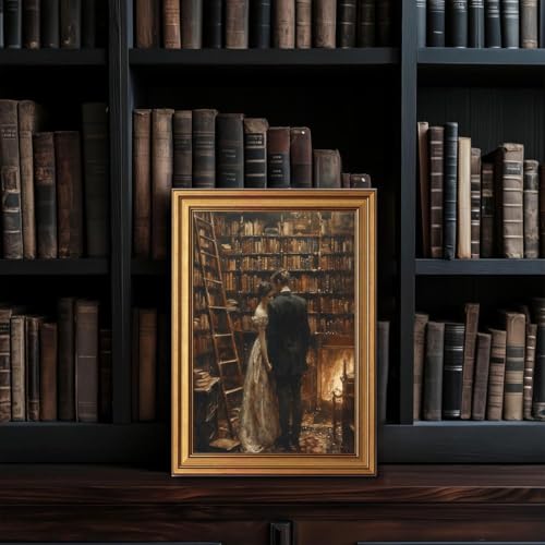 CHMMART Fall Wall Art Fores Stream Prints Moody Autumn Picture12x16in - color: Library couple, size: 12x16in