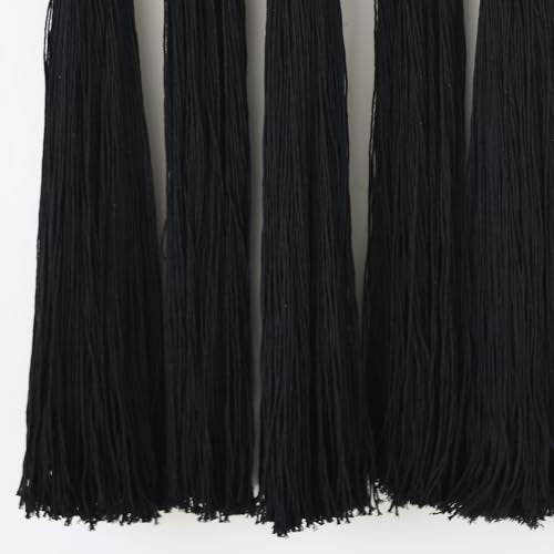 Macrame Wall Hanging Black Spherical Tassel Geometric Wall Art 15.7"W*39"L - color: Black1