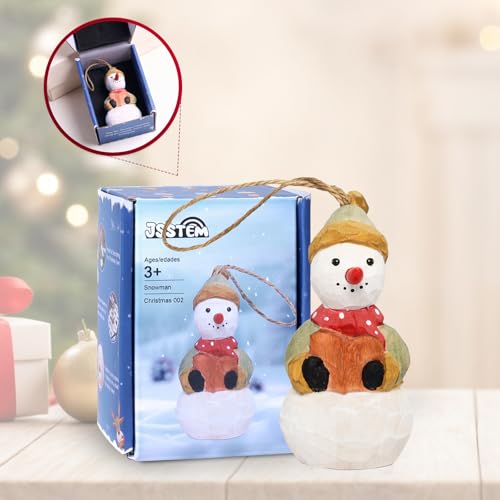 Wood Handmade Christmas Ornament, Rustic Holiday Tree Hanging Decoration, Hand Painted Wooden Figurine Gift for Home Décor(Snowman with Book) - style: Snowman with Book