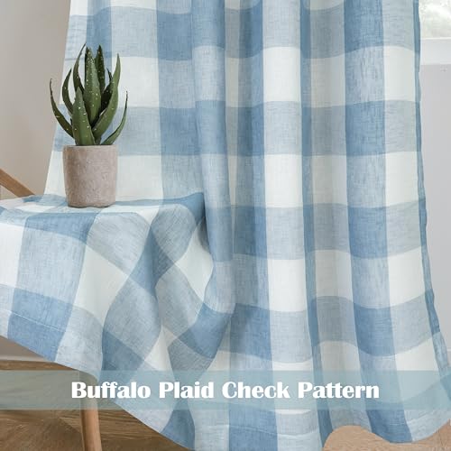 DriftAway Buffalo Plaid Blackout Curtains 2 Panels W52 x L108, Dusty Blue - color: Woven-dusty Blue, size: 52"W x 108"L (Pack of 2)