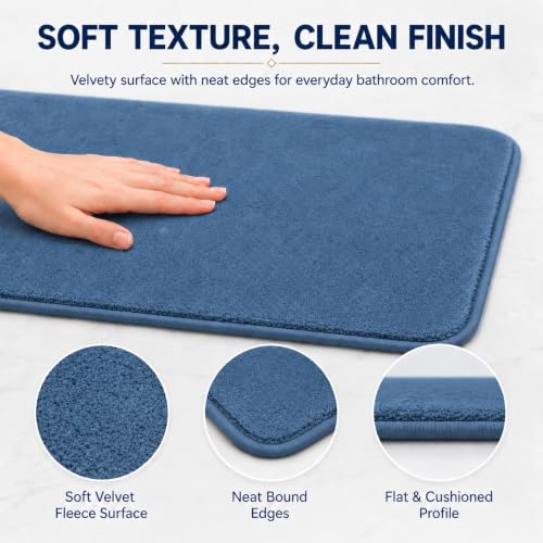 RUN HELIX Bathroom Rugs Sets 3 Piece, Soft Absorbent Memory Foam Bath Mats Set, Dry Fast Bath Mat, Machine Washable Bath Rug Set for Bathroom (Misty Blue) - color: Misty Blue