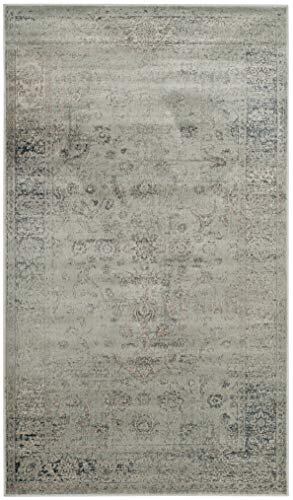 SAFAVIEH Vintage Collection Accent Rug - 3'3" x 5'7", Light Blue, Oriental Distressed Viscose Design, Ideal for High Traffic Areas in Entryway, Living Room, Bedroom (VTG120-7660) - color: Light Blue, size: 3'3" x 5'7" (Rectangular)