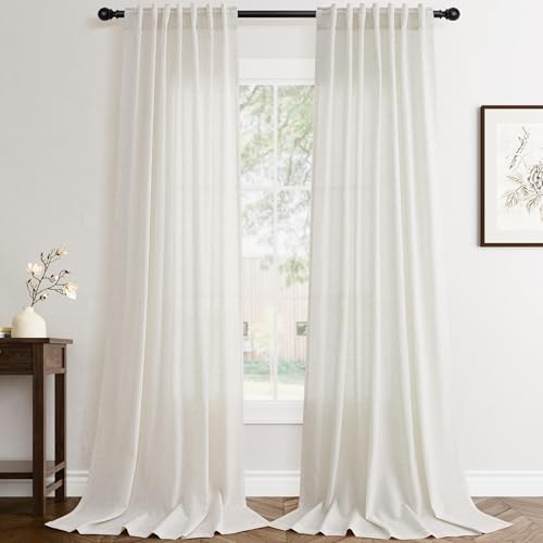 Jowels Natural Linen Curtains 84 Inch Long 2 Panels for Living Room - color: Natural, size: 52"W x 84"L (Pack of 2)
