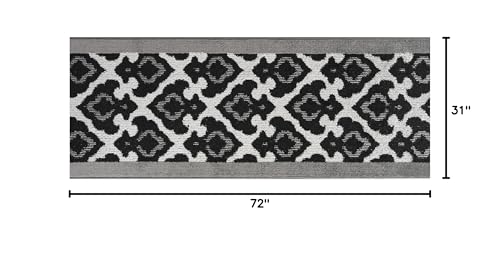 REMNAZ Custom Size Non-Slip Rubber Backed Hallway & Stair Runner | Washable, Robot & Pet Friendly | Curl Resistant, Shed-Free, Anti-Fray Edges | 31 inch Wide X 6 feet Long, Royal Grey - color: royal / Grey, size: 31 inch Width X 6 Feet Length