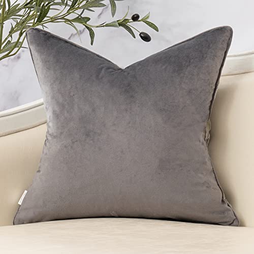 Yangest Dark Grey Twigs Throw Pillow Cover Branches Velvet Cushion Case Neutral Pillowcase for Sofa Couch Bedroom Living Room Home Decor,20x20 Inch - color: Grey, size: 20" x 20" (Pack of 1)