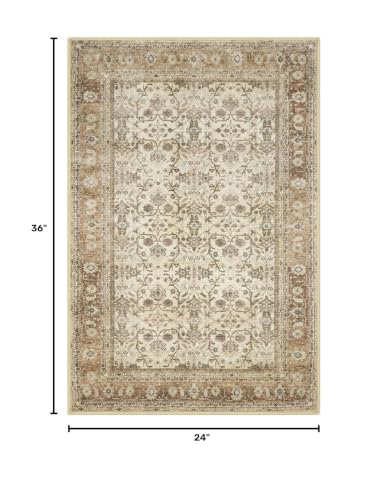 SIILOOM 2x3 Small Washable Area Rug Entryway Door Mat Indoor Kitchen Runner - color: Beige/Brown, size: 2' x 3' (Rectangular)