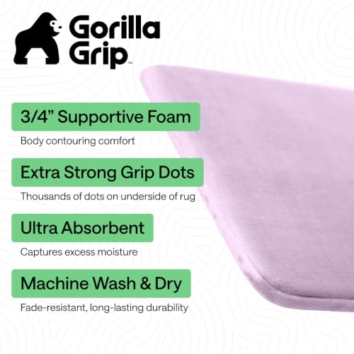 GORILLA GRIP® Memory Foam Bath Rug for Bathroom, 24x17 Purple - color: Soft Purple, size: 24" X 17"