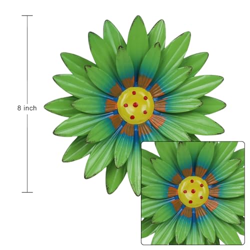 hogardeck Metal Flower Wall Decor for Indoor Outdoor, Kitchen Decor Floral Metal Wall Art, Wall Decor for Bathroom, Living Room, Porch, Garden, Yard, Backyard (6 Pcs 8'' ) - color: 8"-6 pack- RGB