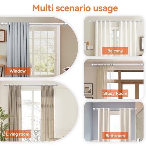 Silver Curtain Rods for Windows 28-48In,2 Pack Adjustable Small Curtain Rod - color: Silver, size: 28-48"(2 Pack)