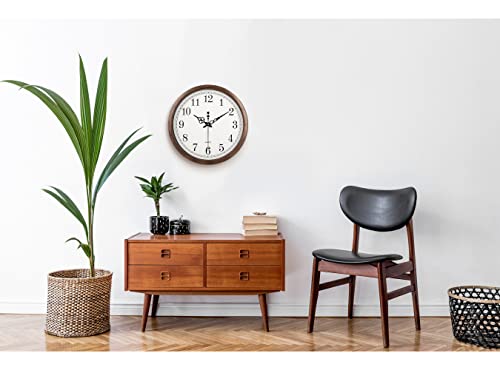 Bernhard Products Large Wall Clock 16 Inch Silent Non Ticking Movement Quartz Battery Operated Round Easy to Read Decorative Classic Brown Home/Kitchen/Office/Classroom/School Clocks, Black Numbers - color: Classic, size: 16 Inch