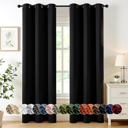 MIULEE Blackout Curtains for Bedroom 2 Panels 40 x 72 Inch Long Black - color: Black, size: 40"W x 72"L (Pack of 2)