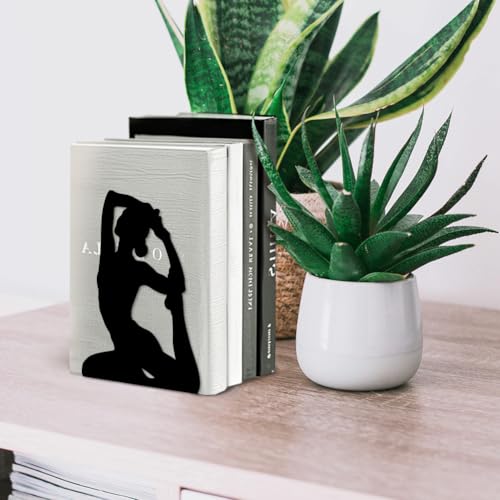 Peacoblue 5.3"x4.3"x6.7" Metal Bookends, Heavy Duty Book Ends for Shelves - style: Yoga