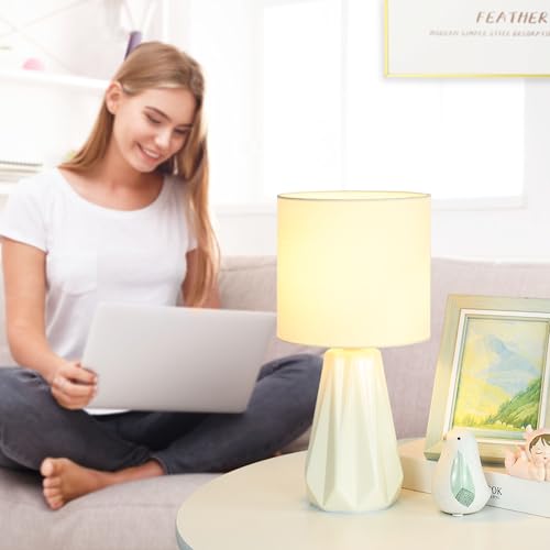 Elisa Cream Small Table Lamp for Living Room as Bedside Table Lamp for Bedroom,Modern Ceramic Kids Night Table Lamp,Φ6.1×H12.4IN,Bulb Excluded - color: Cream