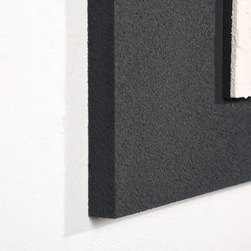 AMAATE 3D Textured Black White Abstract Sandstone Relief Framed Wall Art - color: Black and white abstract lines