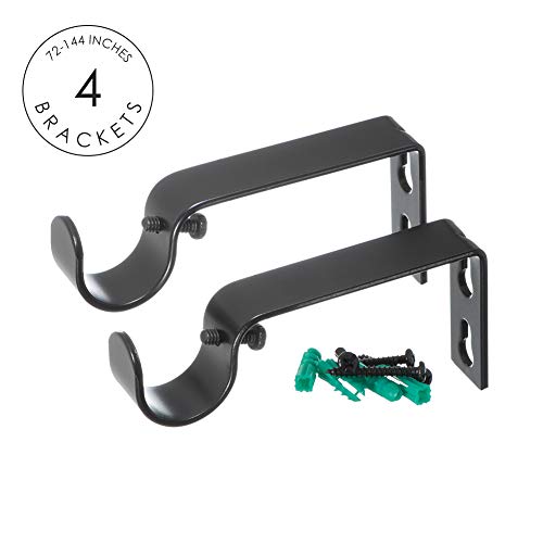 Ivilon Drapery Treatment Window Curtain Rod - Faceted Hexagonal 1 inch Pole. 72 to 144 Inch. Black - color: Black, size: 72" to 144"