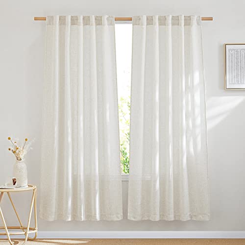 NICETOWN Natural Linen Curtains 70 Inches Length, 2 Panels, W37 x L70 - color: Linen, size: 37"W x 70"L (Pack of 2)