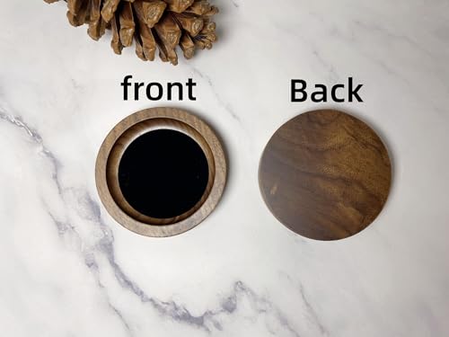 Wooden Jewelry Tray Small Trinket Dish with Velvet Surface Rings Earrings Dish Necklaces Display Tray for Dresser Drawer Tabletop(Round) - size: Round-Black