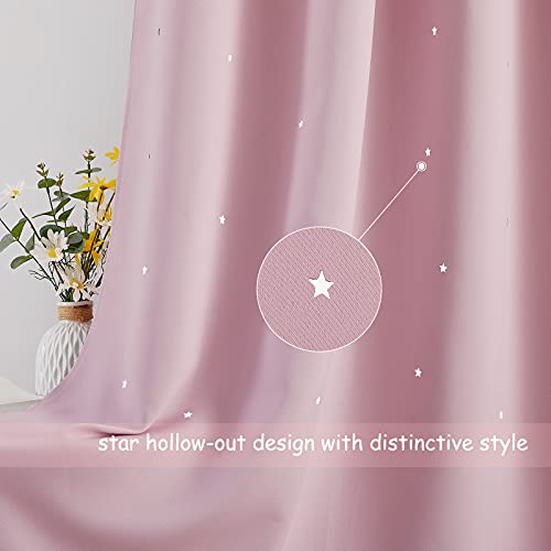NICETOWN Room Darkening Girls Curtain with Star 54 inch Long, 1 PC, 34" W - color: Baby Pink, size: 34"W x 54"L (Pack of 1)