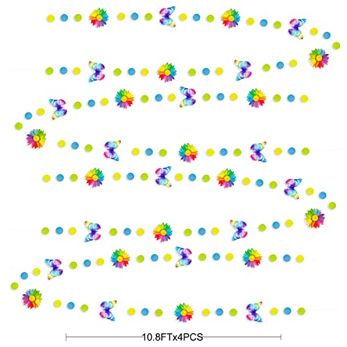 Rainbow Butterflies Sunflower Garland Colorful Blue Yellow Green Circle Dot Hanging Paper Streamer Banner for Spring Summer Birthday Engagement Wedding Bridal Shower Fiesta Party Decorations Supplies - color: Sunflower