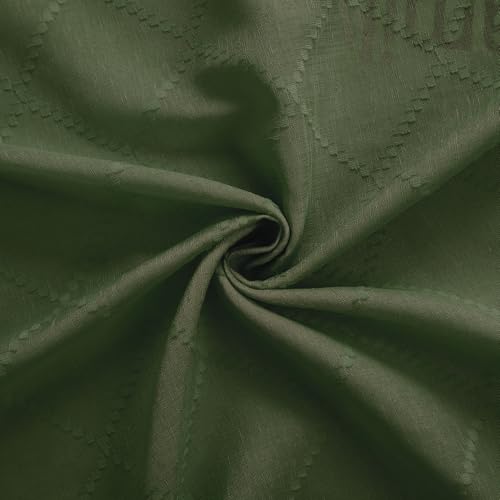 KOUFALL Olive Green Curtains with Diamond Plaid, Sheer Dark Moody Curtains for Bedroom Living Room, Wide 52 x 63 Inch Length, 2 Panels Set - color: Olive Green, size: 52"W x 63"L (Pack of 2)