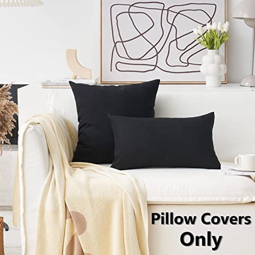 Home Brilliant Lined Linen Throw Pillow Cover Pillow Cushion Cover Decorative Burlap, Set of 2, 16 x 16 inches, Black - color: Black, size: 16" x 16" (Pack of 2)