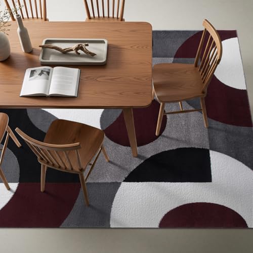 Rugshop Circle Design Contemporary Geometric Area Rug Burgundy 5'3" x 7'3" - size: 5'3" x 7'3" (Rectangular)