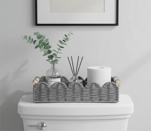 CubesLand Toilet Paper Storage Basket Organizer, Small Wicker Decor Basket - color: Grey, size: s - 12.99 X 6.3 X 3.15in