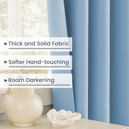 Extra Long Grommet Blackout Curtains, 1 Panel, Light-Blue, W52 x L168 - color: Light-blue, size: 52"W x 168"L (Pack of 1)