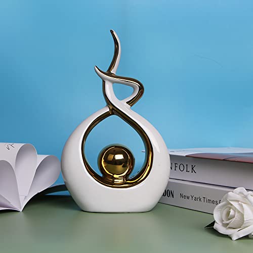 Norrclp Home Decor Modern Abstract Art Ceramic Statue Table Decor (Small) - color: White and Gold, size: Small
