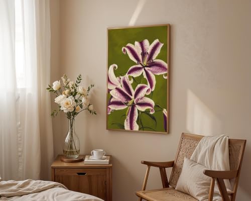 Abstract Floral Wall Art Purple Lily Canvas Wall Art 16x24 inch Unframed - color: Purple Lily Wall Art, size: 16L" x 24W"