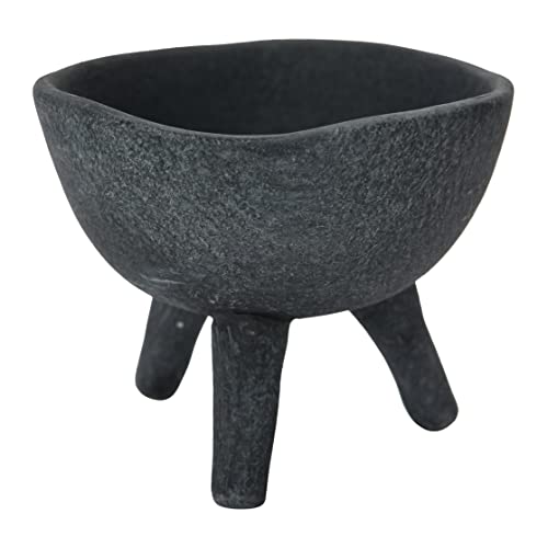 Creative Co-Op Boho Terracotta Footed Planter, Matte Black - color: Slate Grey, size: 3.5"