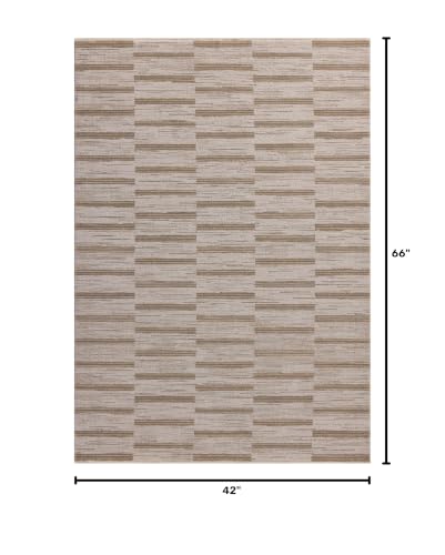 Loloi Amber Lewis Cali Collection CIL-04 Ivory/Tobacco 3'-6" x 5'-6", .25" Pile Height, Accent Rug - color: Ivory / Tobacco, size: 3'6" x 5'6" (Rectangular)