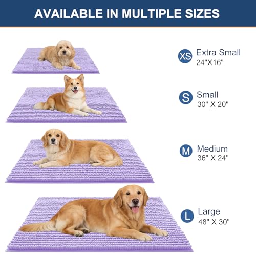 OLANLY Dog Door Mat for Muddy Paws 24x16, Extra Absorbent Chenille Mud Mat - color: Lavender, size: 24" X 16"