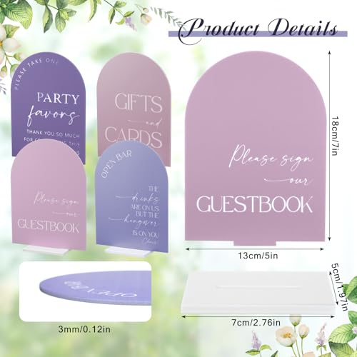 Weysat 4 Pcs Lavender Purple Acrylic Wedding Signs for Ceremony Reception - color: Lavender Purple