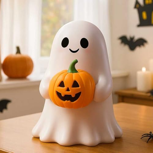 White Decorative Halloween Ghost Figurine (Yellow Pumpkin Ghost) - color: Yellow Pumpkin Ghost