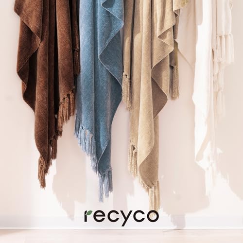 RECYCO Chenille Throw Blanket for Couch, 50"x60", Brown - color: Brown, size: 50'' X 60''
