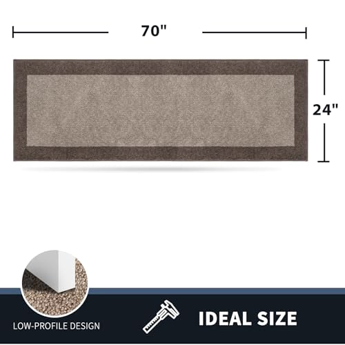 PURRUGS Hallway Runner Rug, 24" x 70", Beige & Grayish Brown - color: Beige & Grayish Brown, size: 24" X 70"