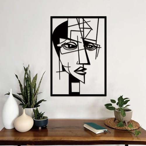 ESTART 2 Pieces Abstract Lover Faces Metal Wall Decor, 24x15.7 IN - color: 2 PCS
