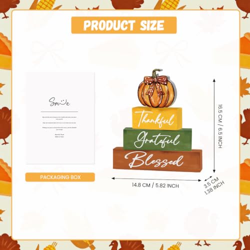 Smile Thanksgiving Wooden Block Signs, Pumpkin Decor - style: Pumpkin