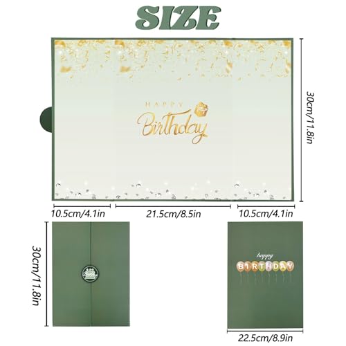 Crenics Green and Gold Birthday Guest Sign in Book Alternative 18" x 12" - color: Green & Gold