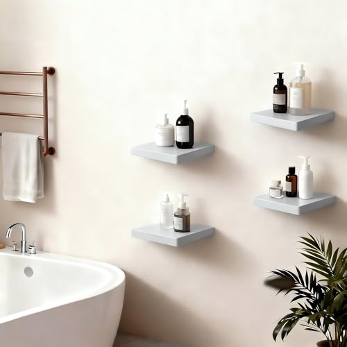 Small Floating Shelves for Wall Set of 4, 8 Inch Square Shelves,Grey - color: Grey, size: 8 Inch-4Pcs