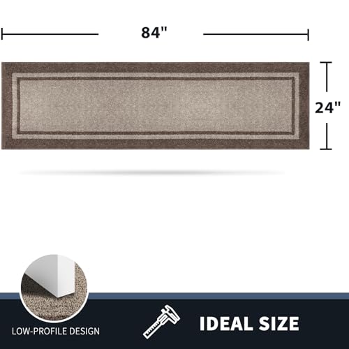 PURRUGS Hallway Runner Rug, 24" x 84", Beige & Grayish Brown - color: Beige & Grayish Brown, size: 24" X 84"