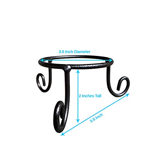 Black Iron Ball Stand - Gazing Globe Stand for Balls, Sphere Holder Wrought Iron Display Stand, Crystal Ball Stand, Glass Bowl Ring Metal Egg Stands, Gazing Ball Stand(3.5" Diameter X 2" Tall)