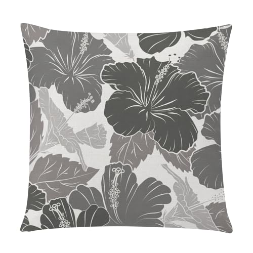COMMINY Grey Floral Pillow Covers 16x16 Set 6 Farmhouse Throw Cover - color: Grey White Daisy, size: 16" x 16" (Pack of 6)